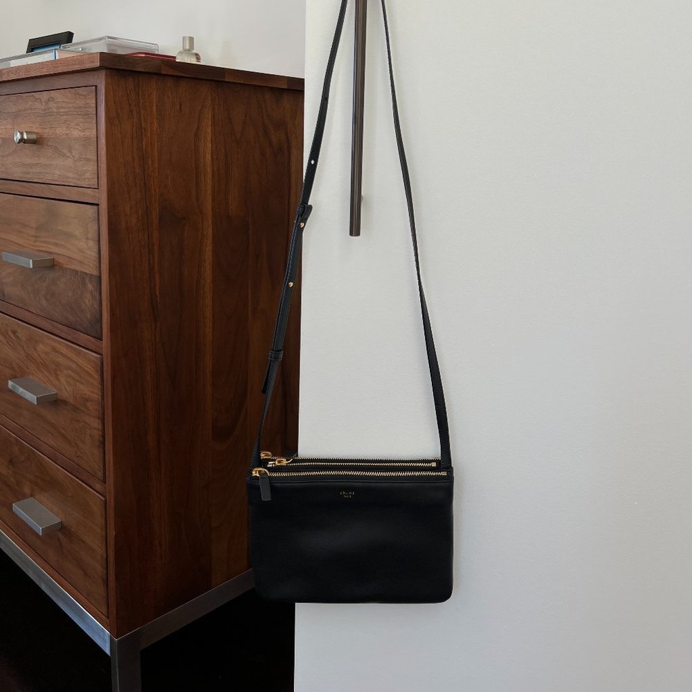 Celine Lambskin Small Trio Black